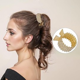 UQMIQURA Women's Metal Hair Clips, 3 Pieces Rhinestone Shark Hair Clips Holder for High Ponytail, Non-Slip Fashionable Rhinestone Hair Clips for Thick Thin Hair