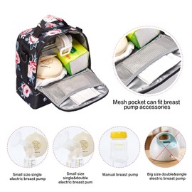 Bolsa para extractor de leche con compartimento enfriador para extractor de leche – Bolsa hielera y a prueba de humedad, doble capa para extractor de leche materna, bolsa de almuerzo para trabajo al aire última intervensión (flor)