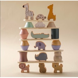 WONDER WIGGLES, DISCOVER THE MAGIC OF PLAY WITH WONDER WIGGLES Wooden Animal Figurine Set, Multicolor, Decorative Shelf Display