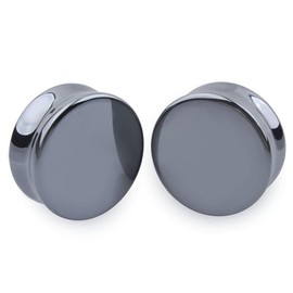 Decentraland 2 Pcs Black Organic Stone Plugs Ear Gauges Earrings Jewelry 10mm(00g)