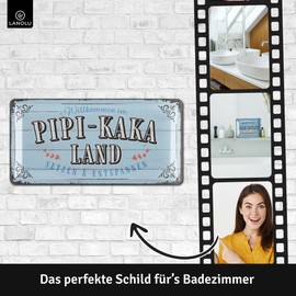 LANOLU Retro Tin Sign PIPI KAKA Country Sign, Toilet Sign Funny Toilet Signs Vintage Decorative Guest Toilet Sign, Bathroom Pictures, Bathroom Door Signs, Metal Toilet Signs, 16 x 32 cm