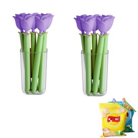 Xingyuexuan Rose Flower Chip Clips 10 Pack with Magnetic Storage Boxes – Cute Kitchen Food Bag Sealer for Chips, Snacks, Pet Food | Keep Food Fresh & Organize Fridge Space (purple)