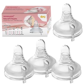 Nenesupply 4pc NaturalFit Baby Bottle Nipple Level 5 Flow 5 Size XL Nipple for 9 Month+. Babies. Wide Neck with Anti Colic Vented Valve Work with Nenesupply NaturalFit Bottles