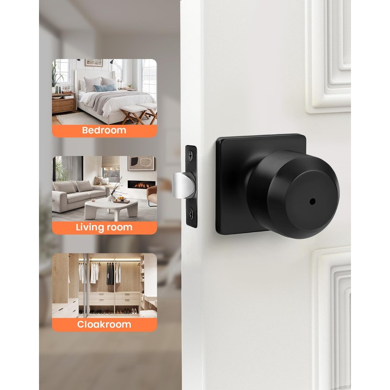 Haidms 10 Pack Black Door Knobs, Interior Door knobs, Privacy