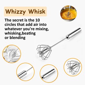 Egg Whisk, Semi-Automatic Whisk, Hand Push Whisk Blender, Stainless Steel Wire Whisk Hand Push Blender Mixer, Rotating Push Mixer Stirrer for Baking, Whisking, Beating, Mixer Milk,12 inch