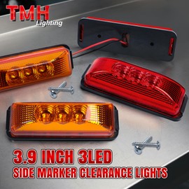 TMH 20Pcs 3.9 Inch (10 Amber + 10 Red) 3LED Truck Trailer Front Rear LED Clearance Rectangle Running Light Surface Mounted LED Marker Light for RV Truck Trailer Boat Bus UTE UTV 12V DC