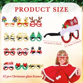 Cindeer 48 Pcs Christmas Party Favors Funny Christmas Headbands Glasses Frame Christmas Bell Necklaces Xmas Jewelry Rings for Christmas Costume Accessory Photo Booth Party Supplies Decorations