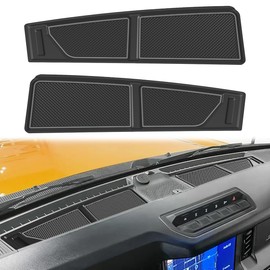 Auovo Dash Cover Tray Compatible with Ford Bronco Accessories 2021 2022 2023 2024 Anti-Slip Silicone Car Dashboard Compartments Mat fit Bronco 2/4-Door Interior Dash Pad Liners 2-pc Set (Gray Trim)