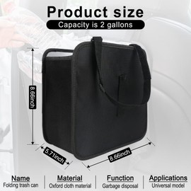 Amiss Foldable Car Trash Can, Collapsible Garbage Bag for Car, Hanging Waterproof Leakproof Trash Can Storage Bag, Automotive Interior Accessories, Multifunctional Car Storage Bag (2 Gallon)