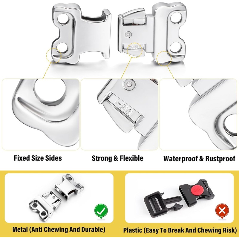 JIPIMON Dog Collar Buckle, Quick Release Stainless Steel Buckle for