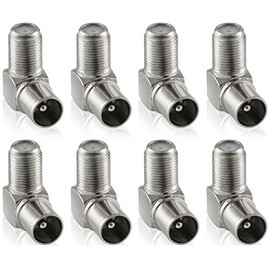 Poppstar 8x SAT Antenna Angle Adapter (90° Angled) (Coax F Female to IEC Antenna Connector) Angular Connector for Coaxial Cable - Antenna Cable