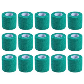 KISEER KISEER 15 Pack 2 Inch x 5 Yards Green Self Adhesive Bandage Breathable Cohesive Bandage Wrap Rolls Elastic Self-Adherent Tape for Stretch Athletic, Sports, Wrist, Ankle
