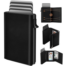 Kartenetui Herren, Slim Wallet mit Magnetverschluss und Münzfach, Pop-Up Smart Wallet und Kreditkartenetui aus Leder für 9 bis 14 Karten, Wallets for Men and Card Holder, ID-Fenster, Cash-Slot
