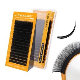 NAGARAKU Extensiones De Pestañas Elípticas Planas, Serie Air Generación 5 de Doble Punta Individuales Salón de Belleza Profesional - 0.20 C Curvatura 