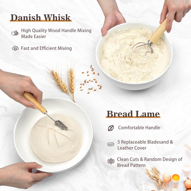 Neddie Banneton Bread Proofing Baskets Set Sourdough Bread Baking tools