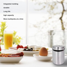 Toothpick Dispenser, Toothpick Holder, Stainless Steel, Toothpick Holder, Thickening, Toothpick, Storage Box, Organiser (Silver)