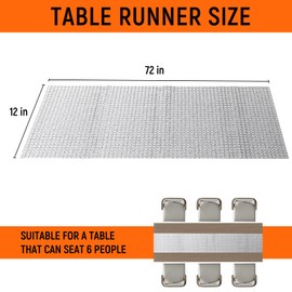 NALVXIN 12" x 72", 4 PCS, Silver Glitter Disco Table Runner, Retro 70s 80s Theme Decor, Silver Sequin, Party Supplies