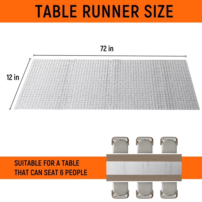 NALVXIN 12" x 72", 4 PCS, Silver Glitter Disco Table
