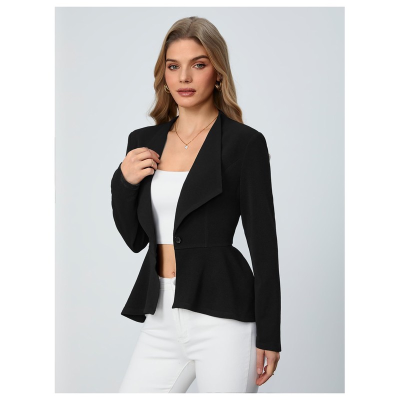 Milumia Women's Casual Long Sleeve Blazer Work Dressy Peplum Ruffle
