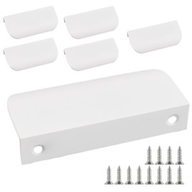 HBERCAI Pack of 6 Dresser Handles, Drawer Handles with 12 Screw Set, Furniture Handles, Hidden Door Handles, Kitchen Cabinet Handles for Wardrobe, Modern Kitchen Handles, Curved Door Handles, White