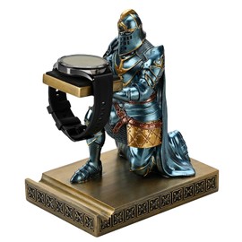 HDMbigmi King's Guard Watch Display Stand Eyeglass Jewelry Bracelet Necklace Holder Trays Towers Resin Pen Holder Warrior Knight Mobile Phone Stand for Office & Home (Blue)