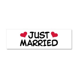 CafePress Just Married Wedding Car Magnet 10 X 3 Car Magnet 10" x 3", Bumper Magnet