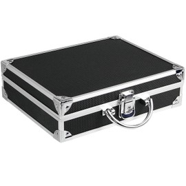 SAFE 9817 Aluminium Coin Case Black Includes 6 Royal Blue Trays for 180 Coins in Capsules 32 mm Ideal for 2 Euro Coins in Coin Capsules 21 x 7.8 x 25.6 cm