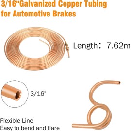 Brake Line Flaring Tool Kit, AYWHP 3/16＆1/4 Brake Line Kit Includes 25ft 3/16＆1/4 brake line,32 Fittings and 10 Unions Brake Line Fittings, Brake Line Repair Kit for Brake Line Replacement