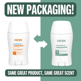 Carpe Carpe Underarm Antiperspirant and Deodorant, Clinical strength antiperspirant with all-natural eucalyptus scent, Combat excessive sweating and stay fresh. Great for hyperhidrosis (Pack of 2)