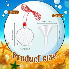 Relaxgiant 31 Pcs Sand Art Bottle Necklace Kits Include 10 Pcs Plastic Sand Art Bottles, 16 Pcs 8 Colored Art Sand, 5 Mini Plastic Funnels for Art Class Party Decoration Crafts Supplies (Shell)
