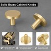 QOGRISUN 5-Pack Solid Brass Cabinet Knobs, 1-Inch Diameter, Round Gold