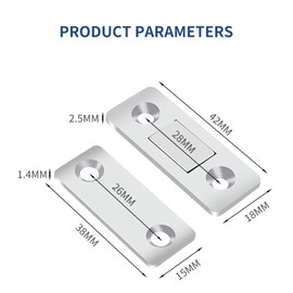 Beatyarmy 4Pcs Magnetic Door Catches，Ultra Thin Cupboard Door Magnets，Double Magnetic Catches for Cupboards，Magnetic Strip Cabinet Door Magnets for Wardrobe Closet Door Closing