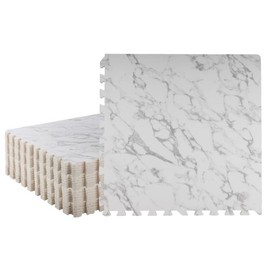 EVA Foam Floor Tiles 24-Pack - 96SQFT Puzzle Mat - Interlocking Foam Tiles for Baby Play Mat or Gym Flooring for Exercise by Stalwart (Faux Marble)