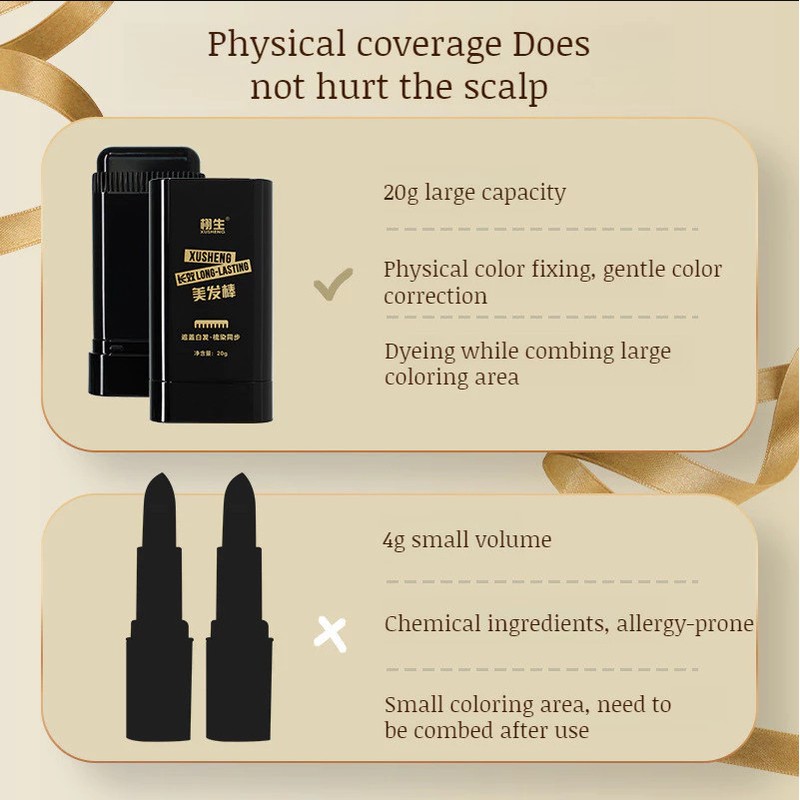 Hair Dye Stick Quick Coverage of Hair Color Long-lasting Waterproof