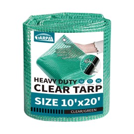 TARPAL 10'x20' Clear Green Tarp Heavy Duty Waterproof 12mil with Grommets or Zip Ties for Large Greenhouses for Outdoors Garden,Farm,Chicken Coops