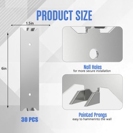 Nail Plates for Wood Studs, 1.5 x 6 Inch nail plates electrical, Sharp Pointed Prongs, Anti-Nail Protection Plate Shield, Protect Plumbing and Wiring(6 inch) (30 Pcs)