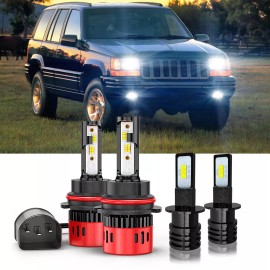 CHUSYYRAY For Jeep Grand Cherokee 1996-1998 LED Headlight Hi/Lo Fog Light Bulbs Combo Kit