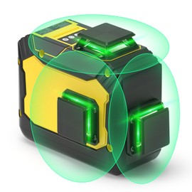 Kuzinoy Laser Level 3x360° Self Leveling 3D Green Cross 12 Lines Laser Touchscreen Control Laser Tool for Construction and Picture Hanging with 5000mAh Rechargeable Battery & Remote Control