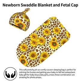 Sunflower Baby Stuff Newborn Swaddle Blankets Sunflower Baby Blanket，Beanie Hat Sets Soft Baby Receiving Blanket New Born Soft Sleep Sacks for Infant Boys Girls 0-6M-2
