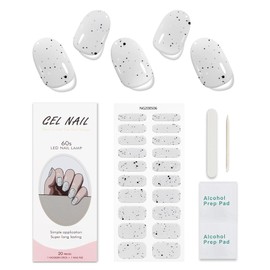 JMEOWIO Gel Nail Stickers Green Grey Black White Spot Semi Cured Gel Nail Strips Wraps UV/LED Nail Supplies Nail Art Design Decoration Accessories