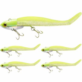 Blue Storm Lure, Flounder, Jig Head, Worm, 0.6 oz (16 g), 0.8 oz (22 g), 0.9 oz (28 g), Set with Spare Worm, Shad Worm, Vibration, Sea Bass, Blue Flounder, Magochi