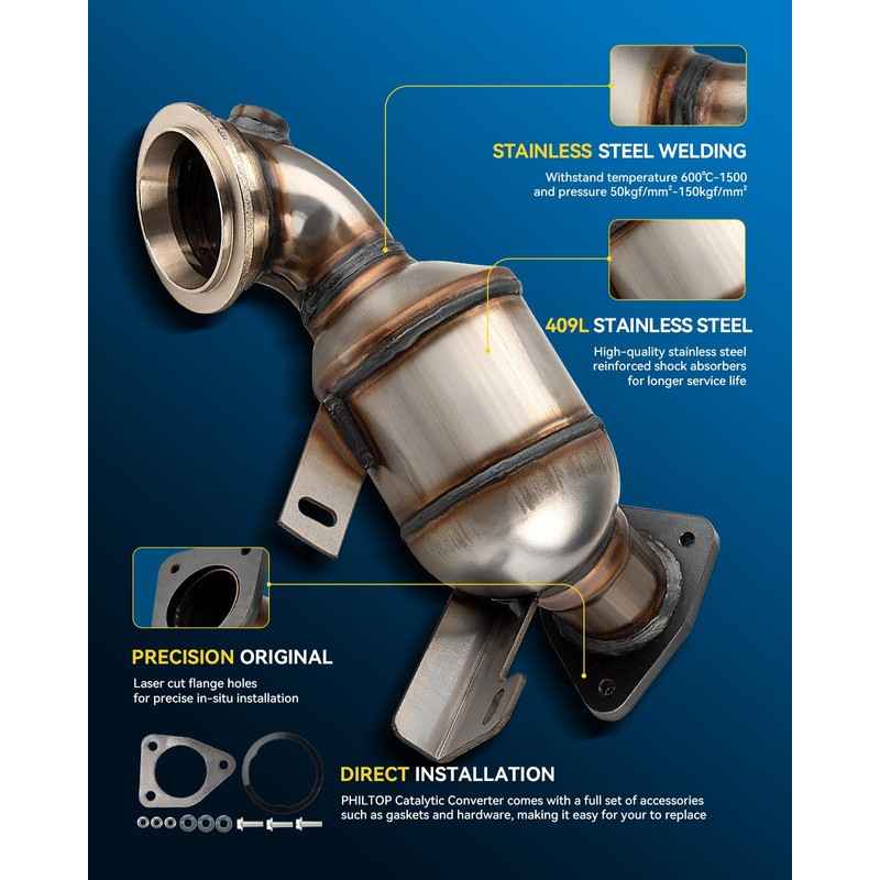 PHILTOP Front Catalytic Converter Compatible with 2011-2015 Cruze 1.4L, 2013-2021