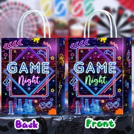 16 Pieces Game on Goodie Bags for Gamer Birthday Party Supplies,Arcade Gaming Gift Snacks Treat Candy Party Favors Bags with Handles for Kids Adults Video Game Theme Party Decorations (Game Night)