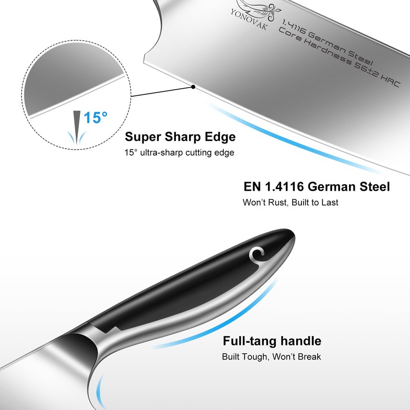 YONOVAK 8 Inch German Chef Knife in EN1.4116 High Carbon