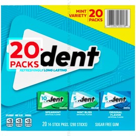 TRĪ-DENT Sugar-Free Mint Gum Variety Pack – 280 Sticks, Spearmint, Mint Bliss & Original Flavors, Long Lasting, 20 count