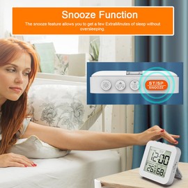 FUNFANG LCD Digital Display Hygrothermograph Humidity Meter Temprature Meter Multifunctional Clock Timer Recyclable Timing Two Sets of Alarms Clock White