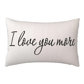 Nextchange I Love You More Quotes Pillow Covers, Linen Double-Sided Printing Pillow Case, Zipper Decorations Cushion Cases, 16x24 Inches Farmhouse Rustic Rectangle Throw Pillow Covers