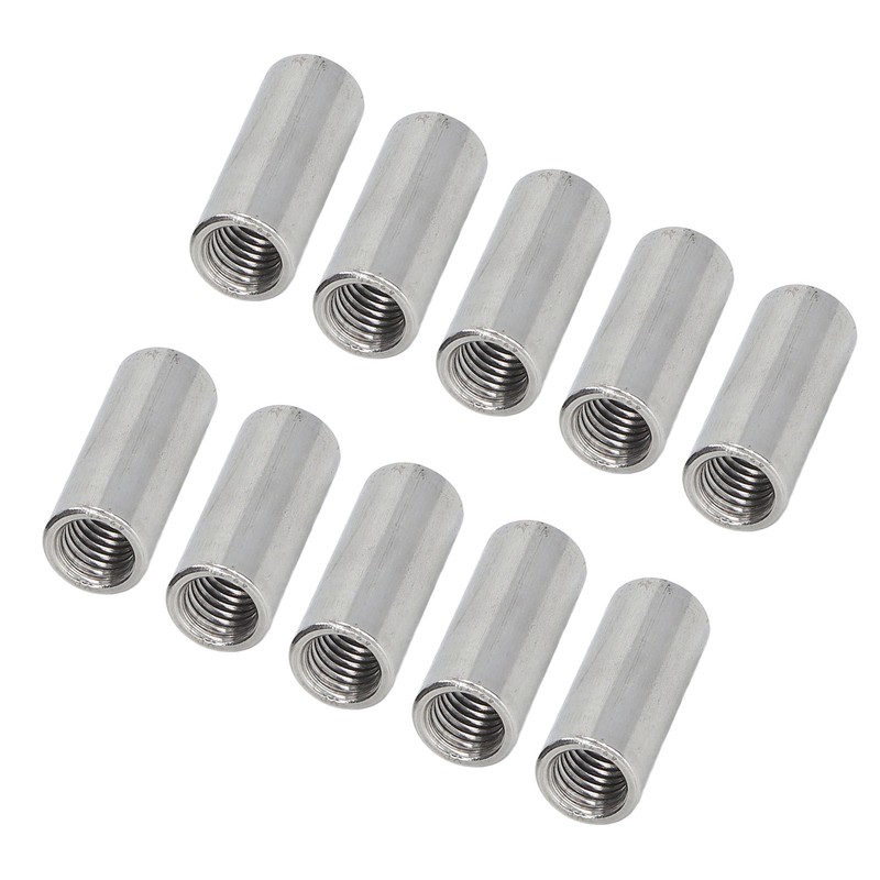 10PCS Round Coupling Nuts 304 Stainless Steel Female Thread Cylindrical