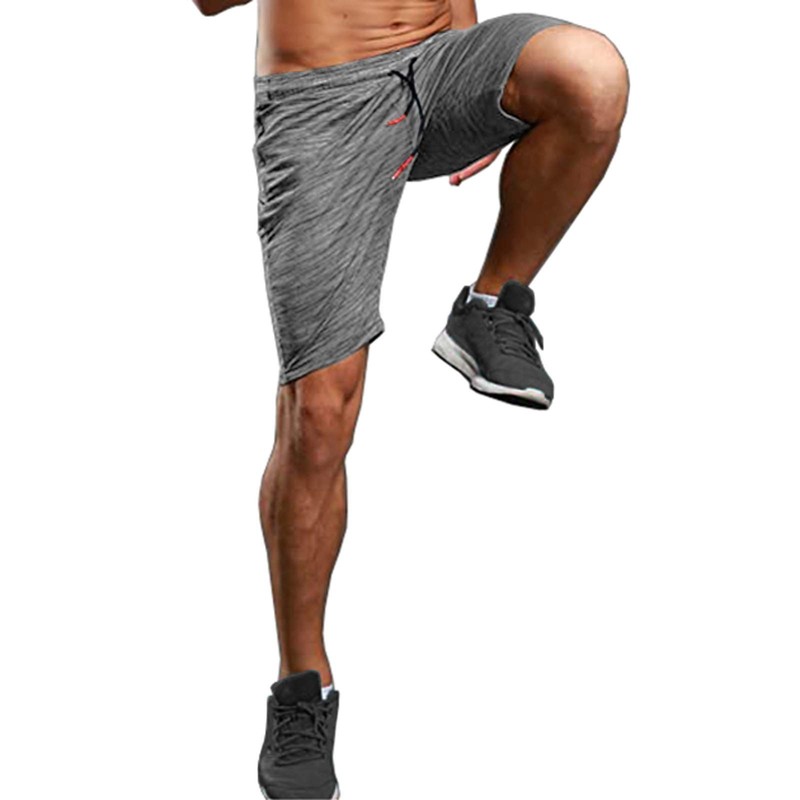 JustSun Men's Sports Shorts with Zip Lightweight Stretch Fabric, gray,