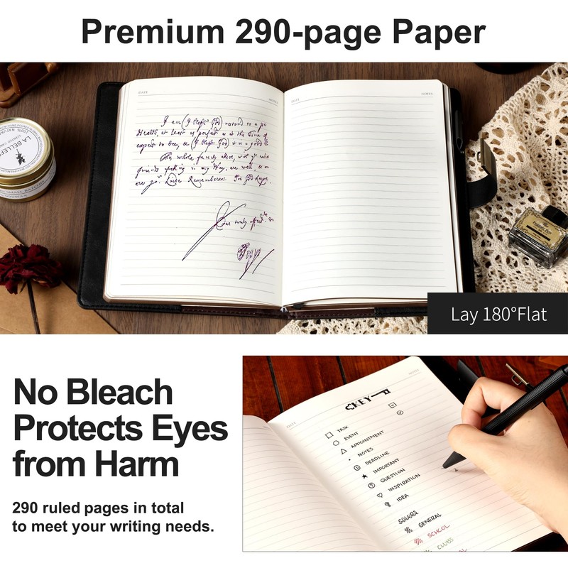 CAGIE Journal with Lock for Men and Women Refillable 290